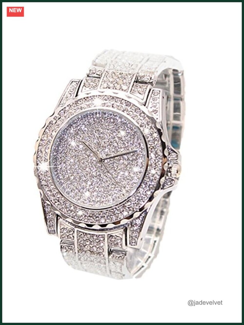 Women Crystal Diamond Rhinestone Quartz Wrist Watch Steel Band Round Dial